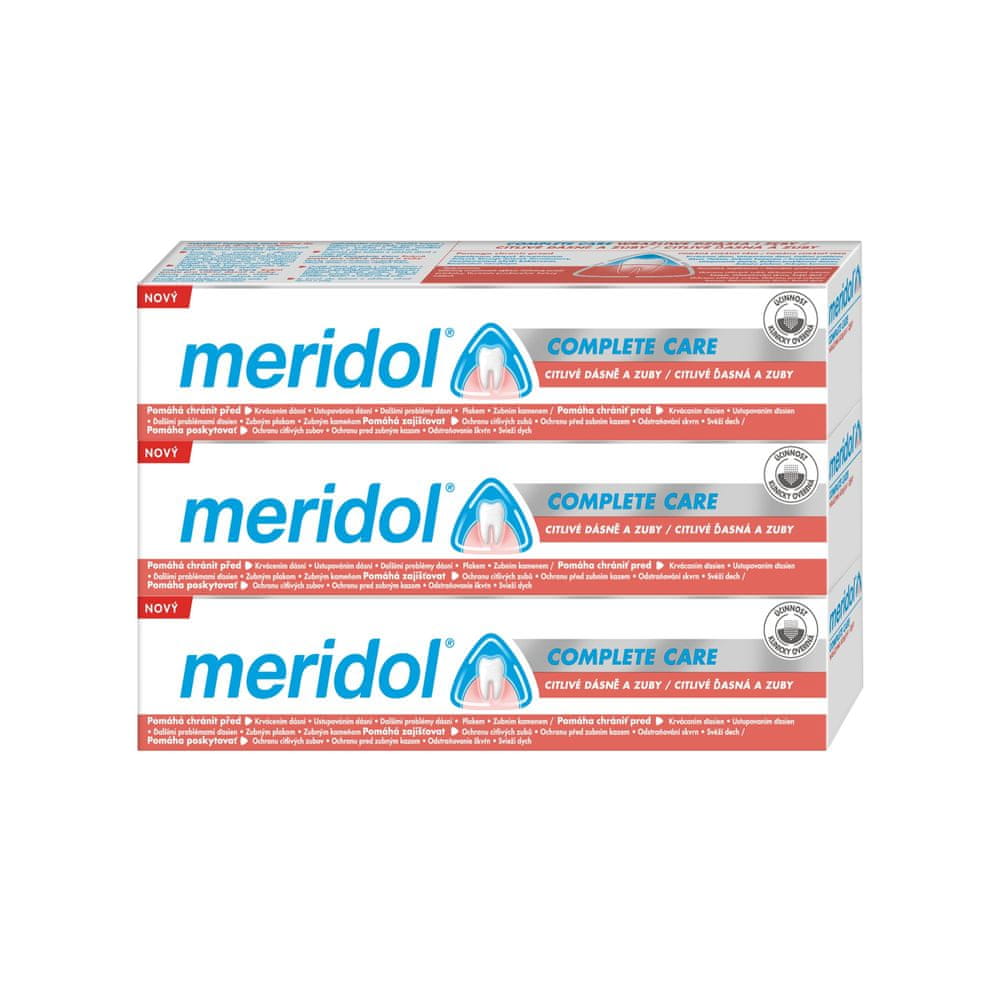 Meridol Complete Care citlivé ďasná a zuby zubná pasta 3x 75 ml